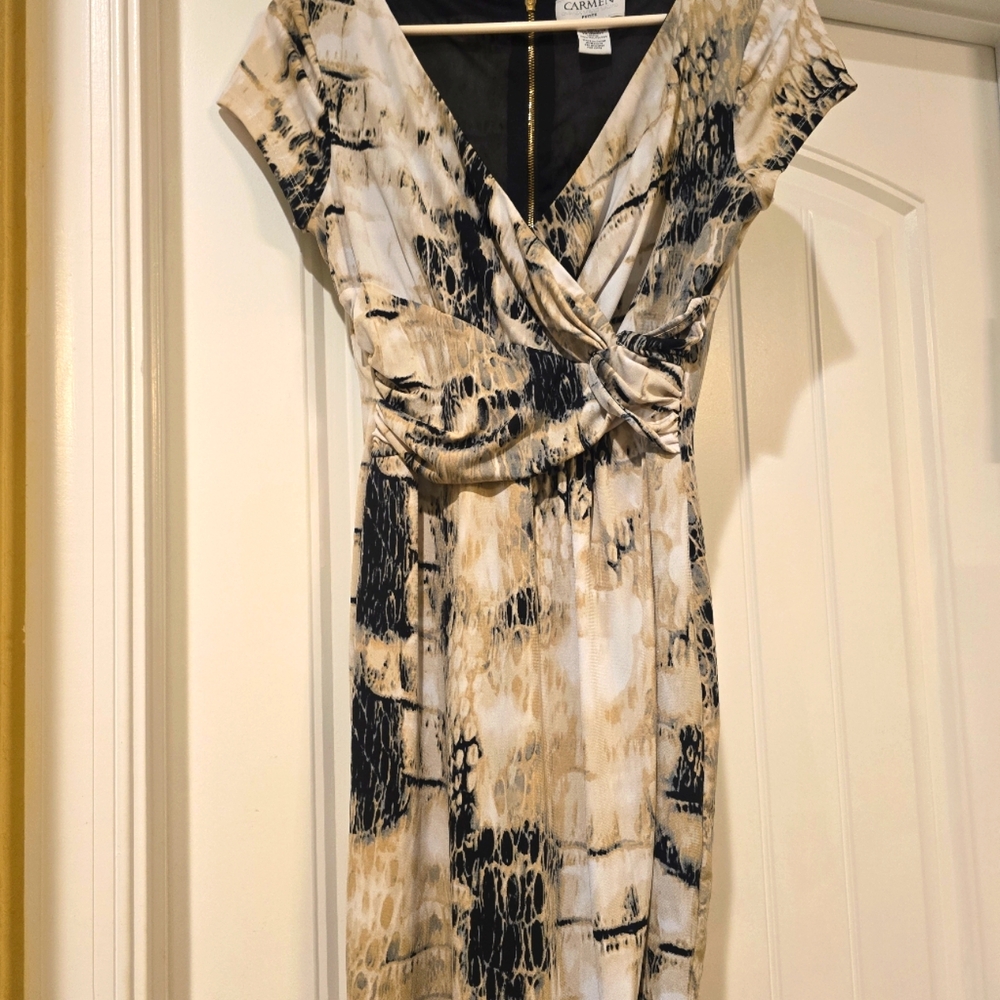 Short sleeve cross top above the knee animal print dress
